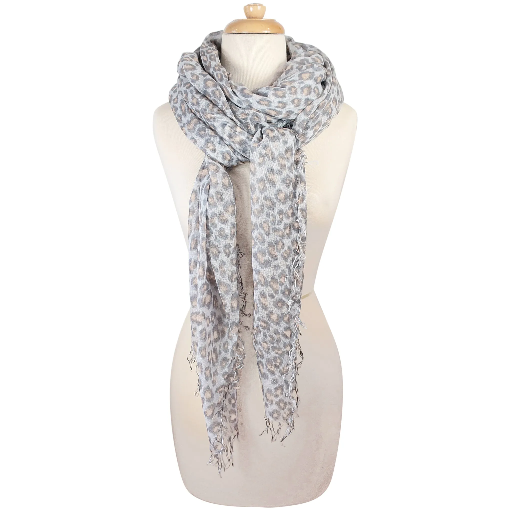 Chan Luu Cashmere and Silk Scarf Shawl in White Leopard Print