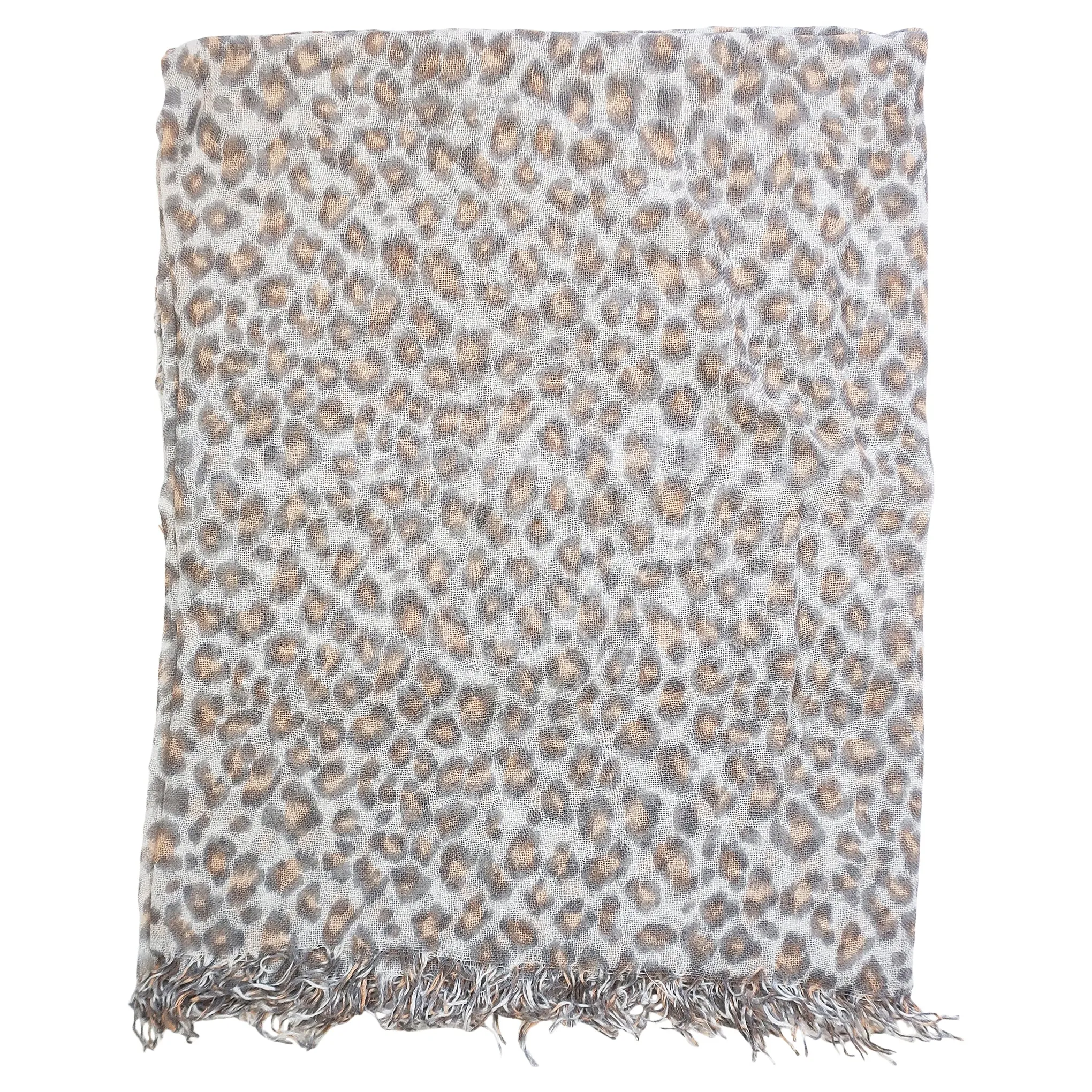 Chan Luu Cashmere and Silk Scarf Shawl in White Leopard Print