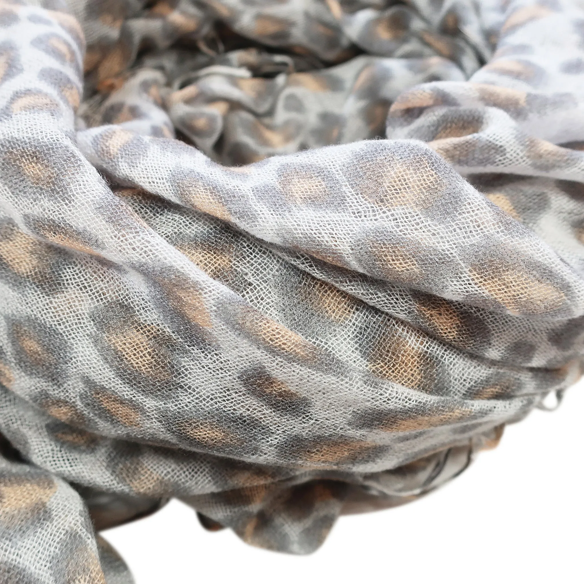 Chan Luu Cashmere and Silk Scarf Shawl in White Leopard Print