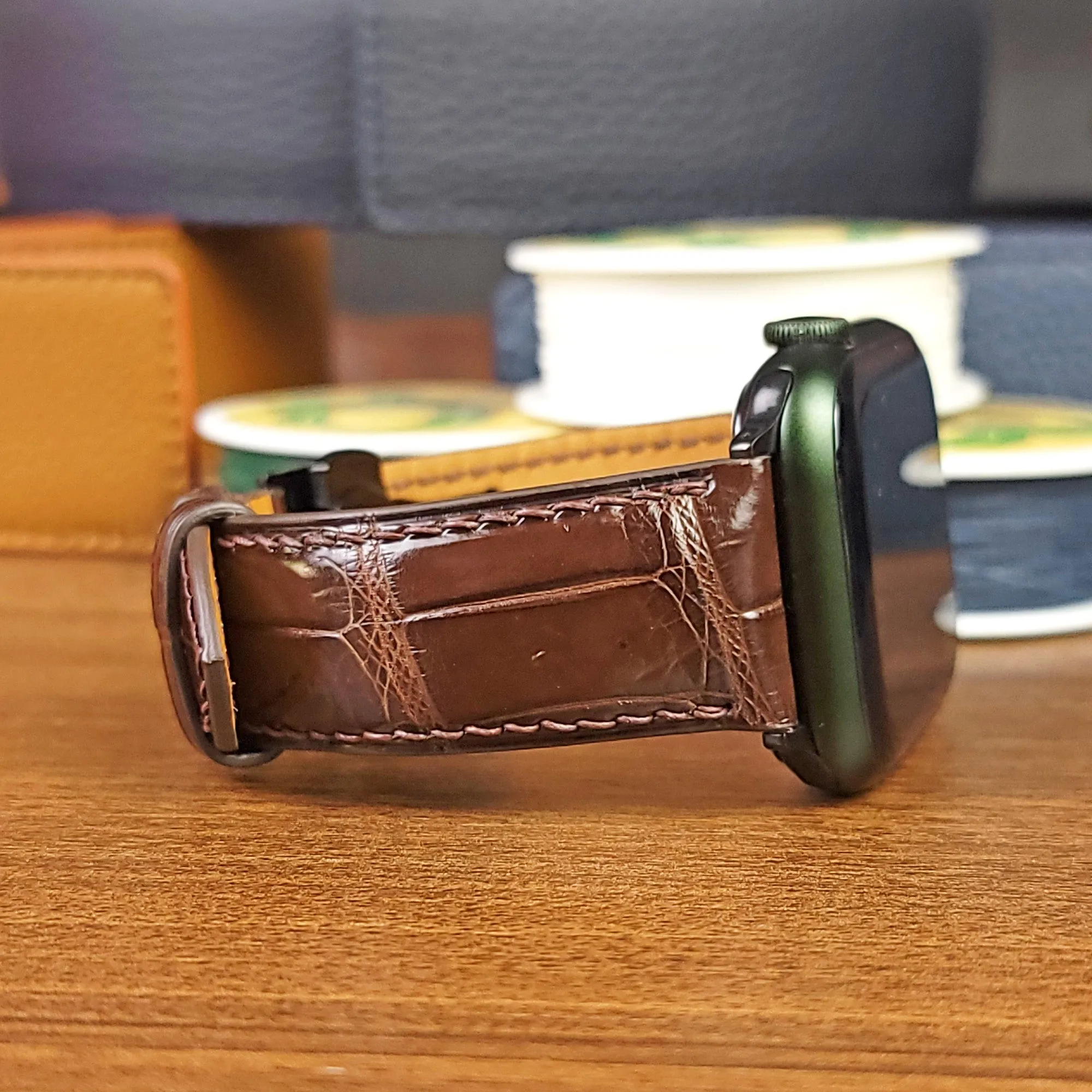 Handmade Brown Alligator Leather Apple Watch Ultra Band