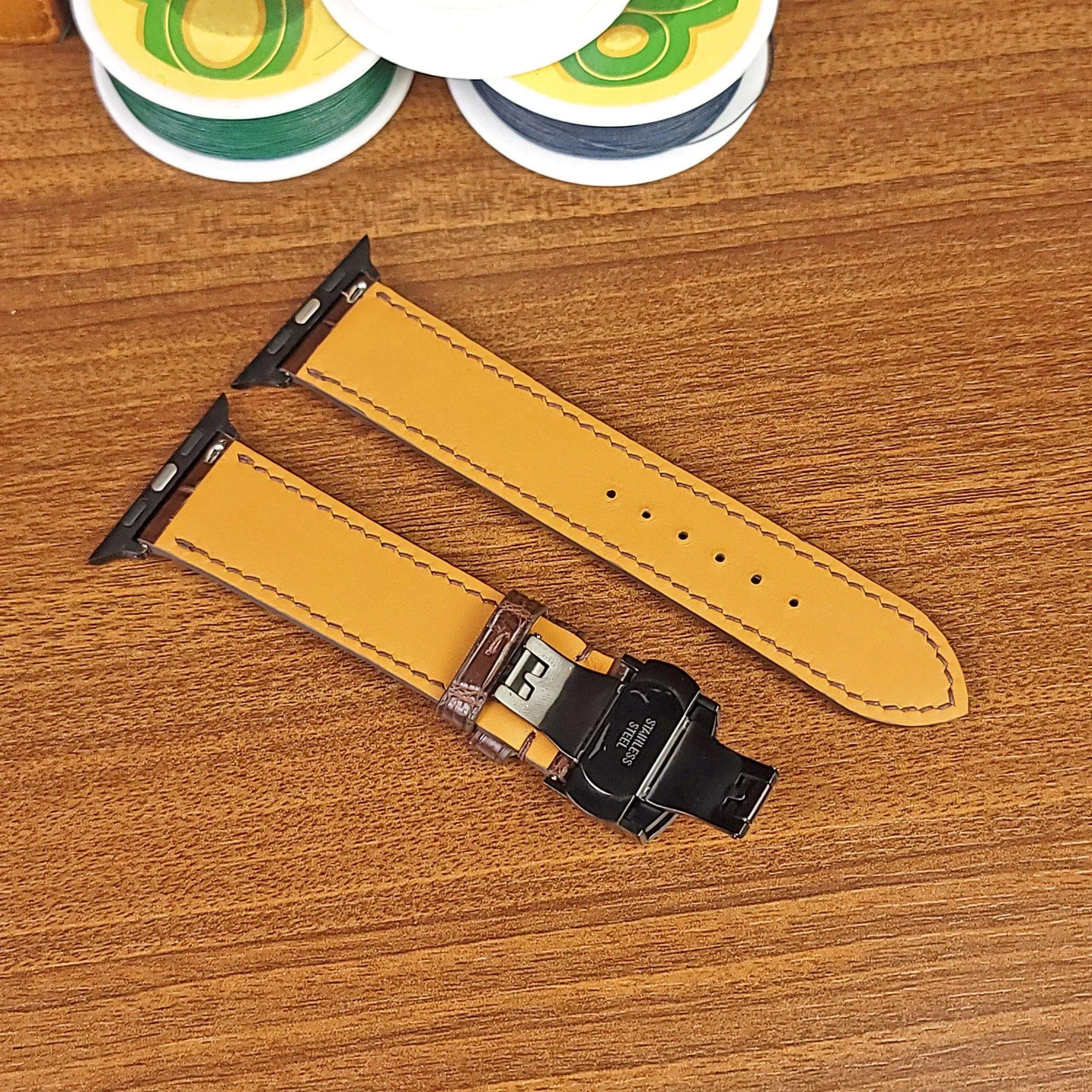 Handmade Brown Alligator Leather Apple Watch Ultra Band