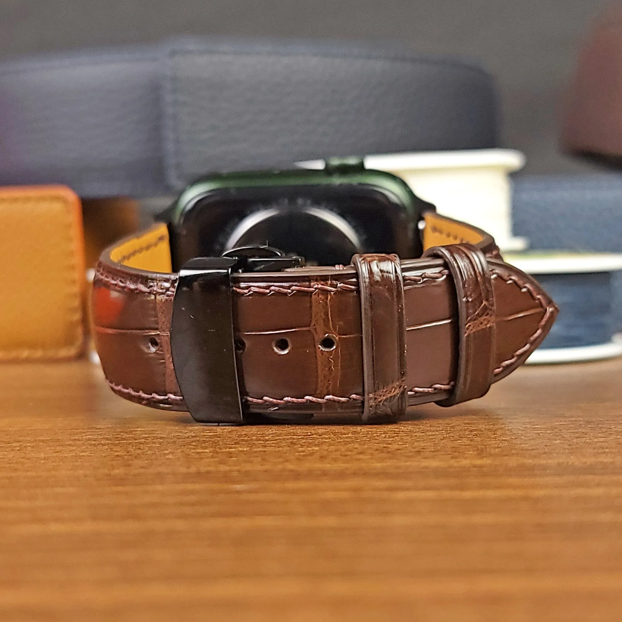 Handmade Brown Alligator Leather Apple Watch Ultra Band
