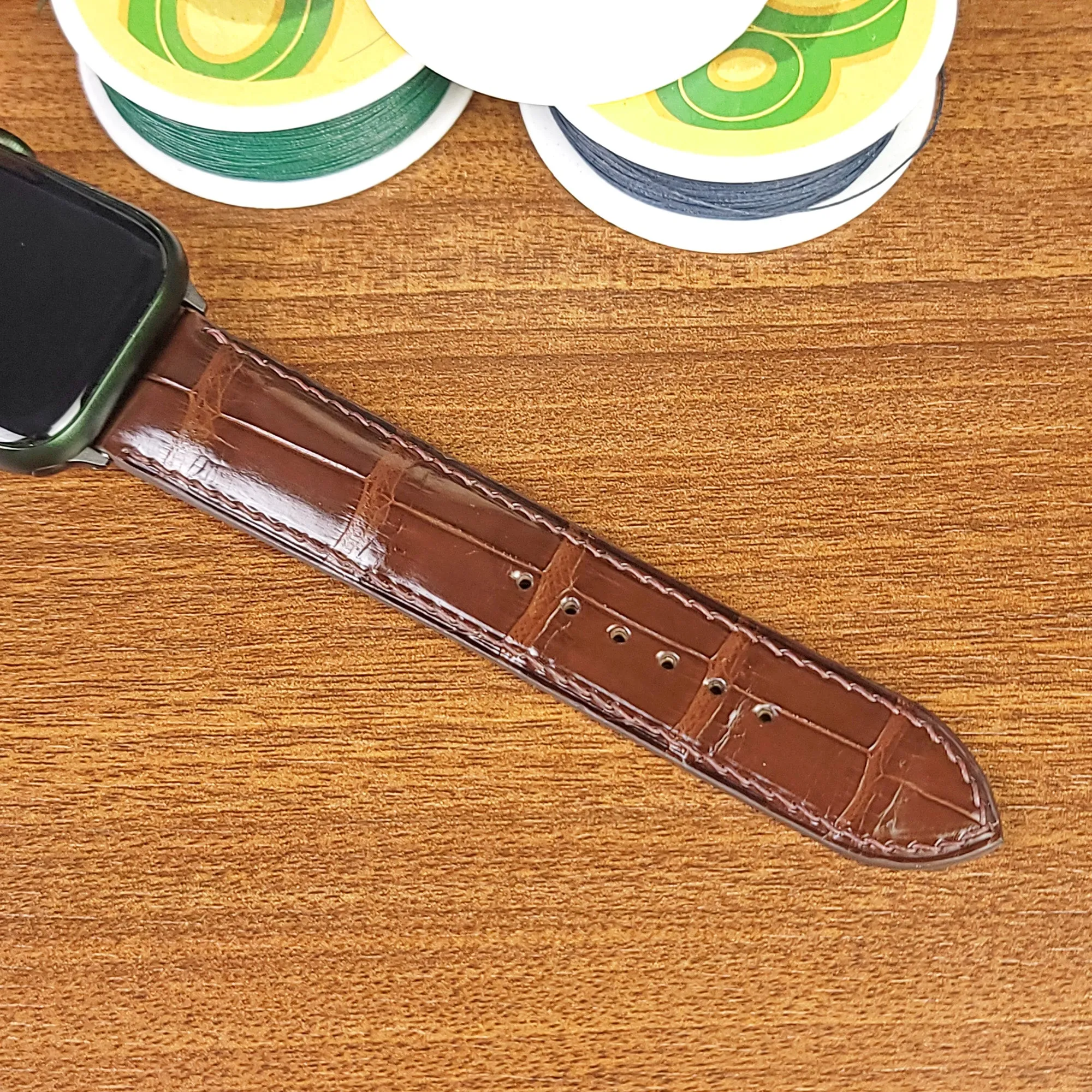 Handmade Brown Alligator Leather Apple Watch Ultra Band