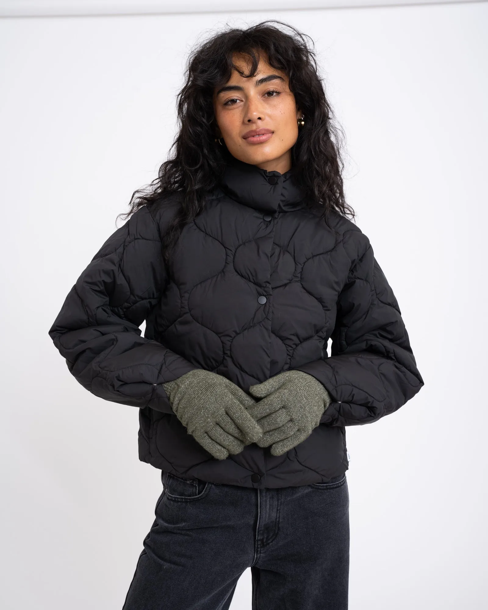 Knitted Gloves Mira Khaki Melange