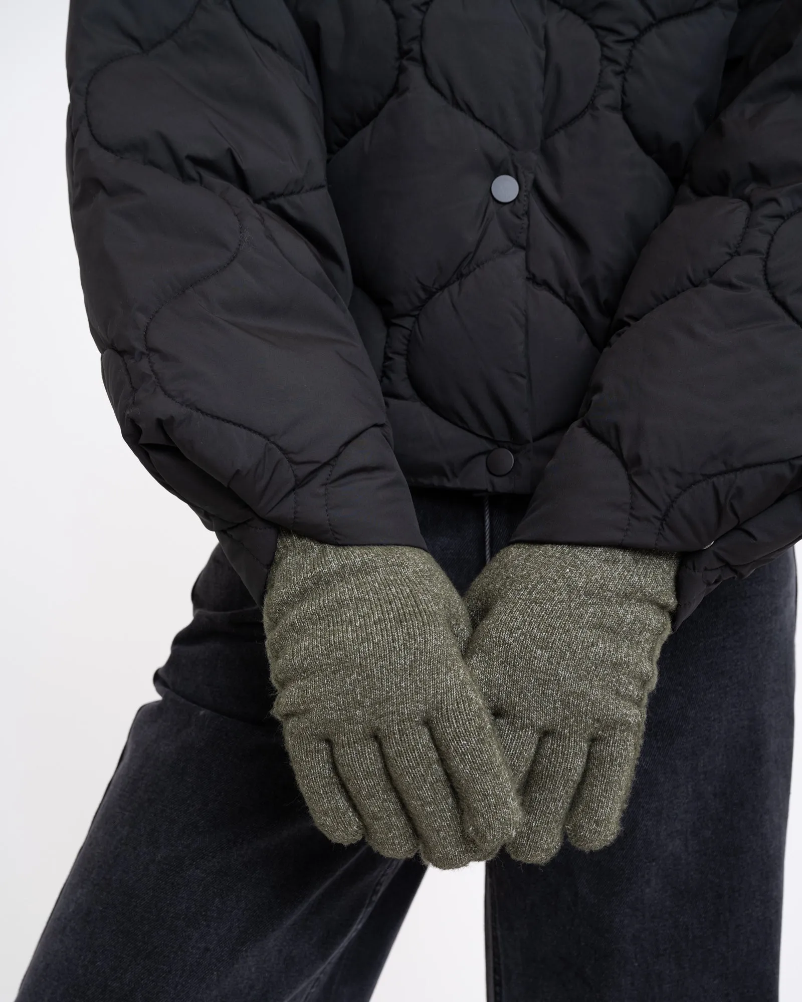 Knitted Gloves Mira Khaki Melange