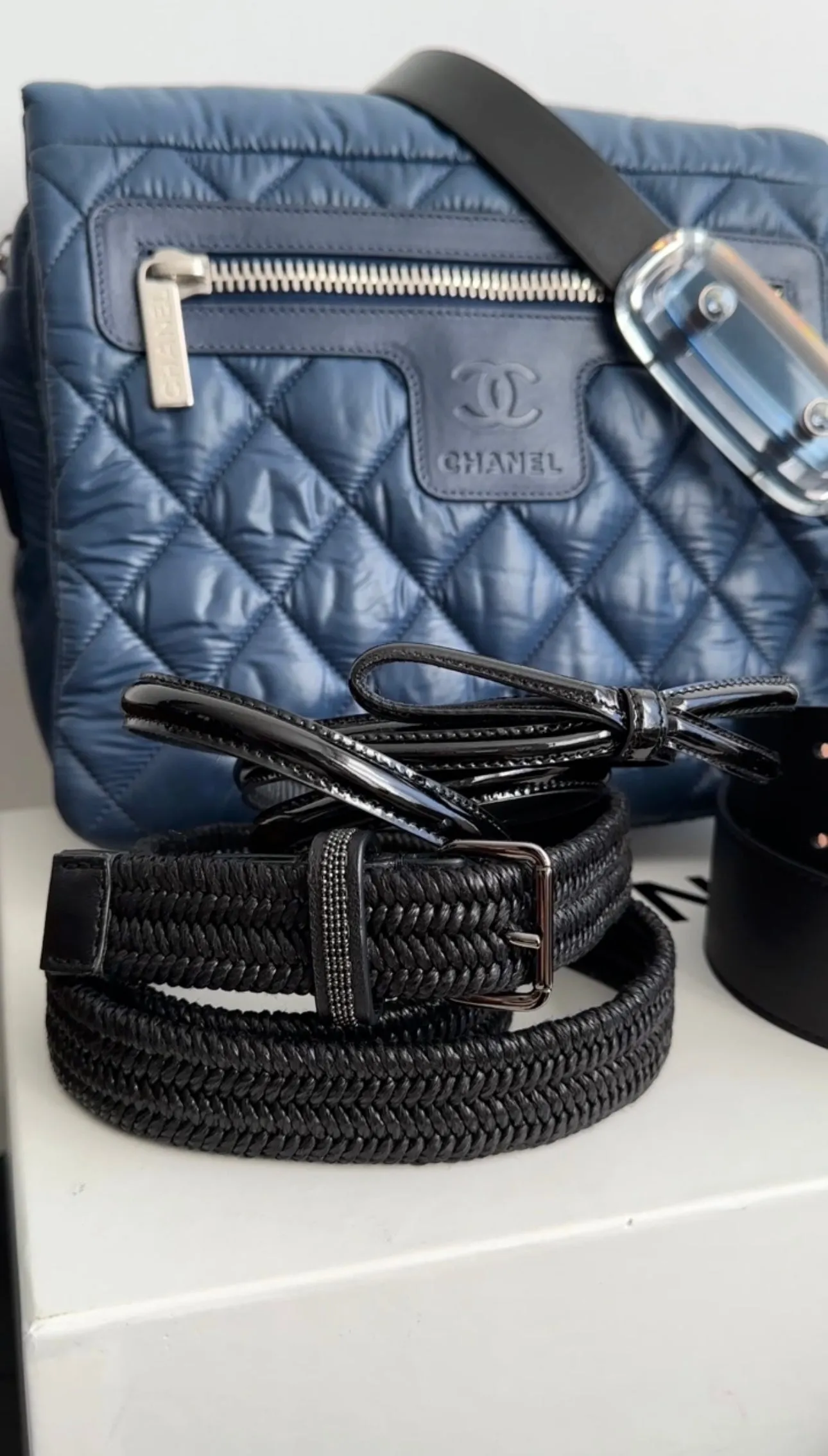 Prada Black Patent Thin Bow Belt - 80 / 32