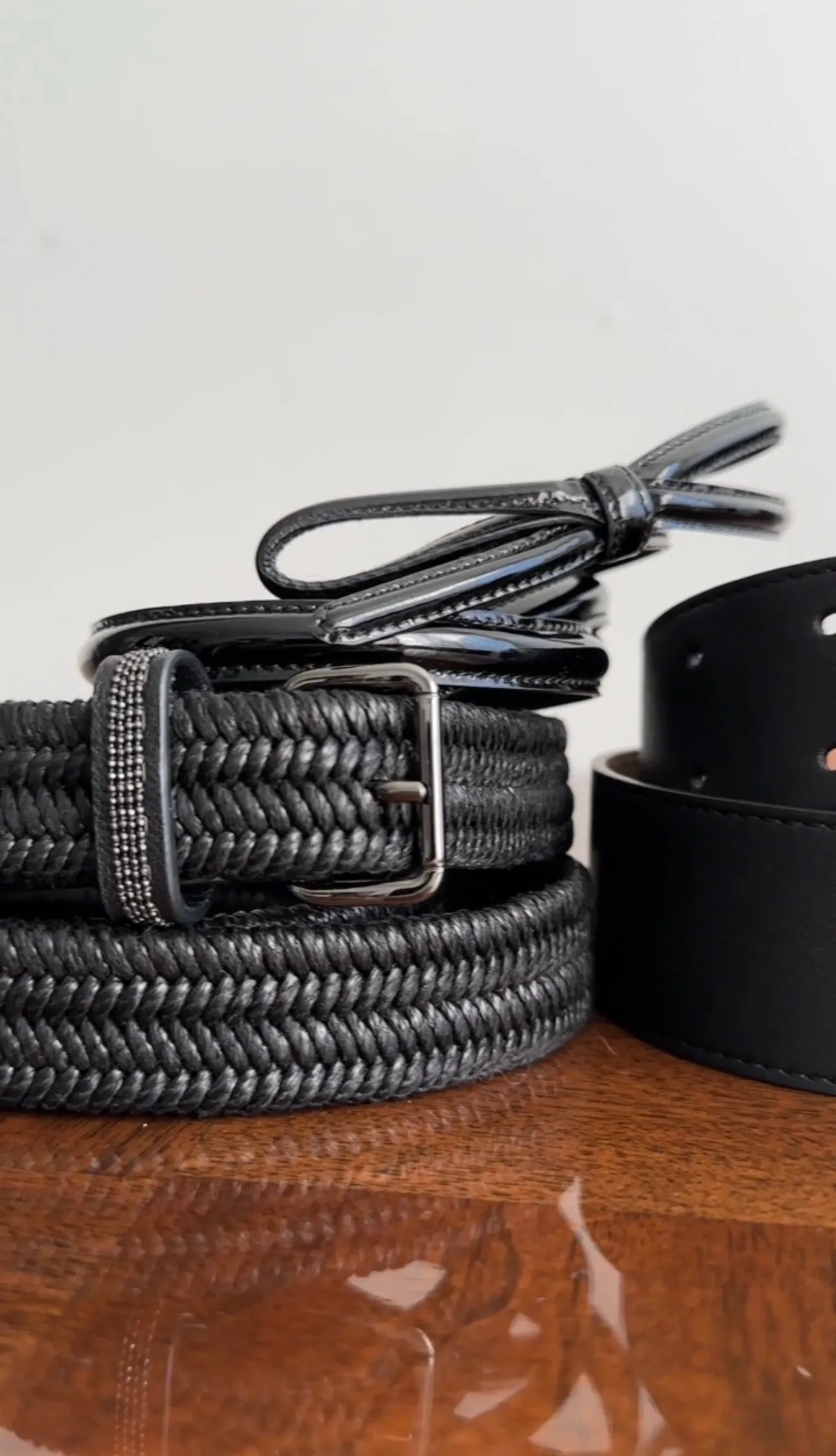 Prada Black Patent Thin Bow Belt - 80 / 32