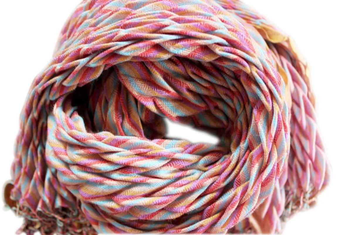 Silk Wool Crinkle Chevron Scarf