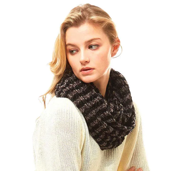 Striped Chenille Infinity Scarf