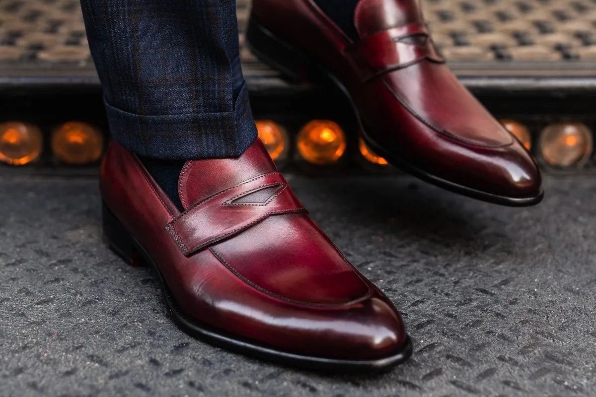 Stewart Premium Oxblood Penny Loafer Shoes