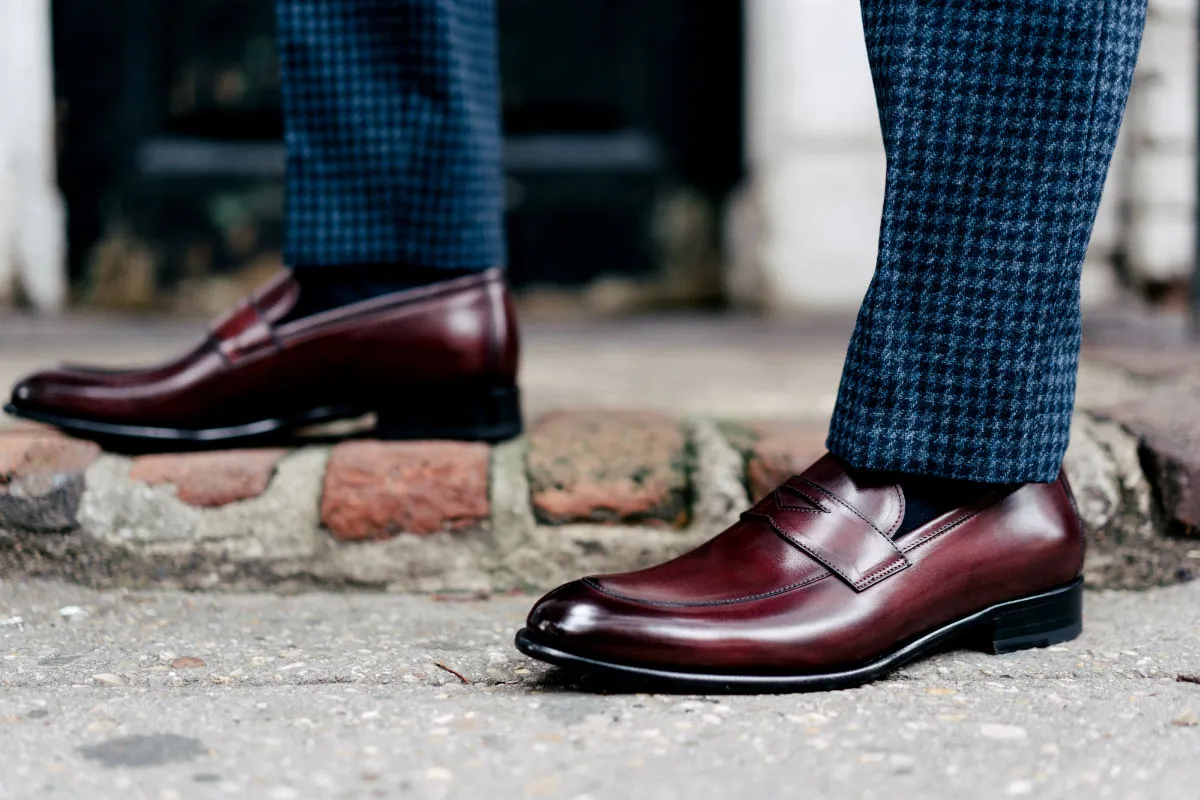 Stewart Premium Oxblood Penny Loafer Shoes