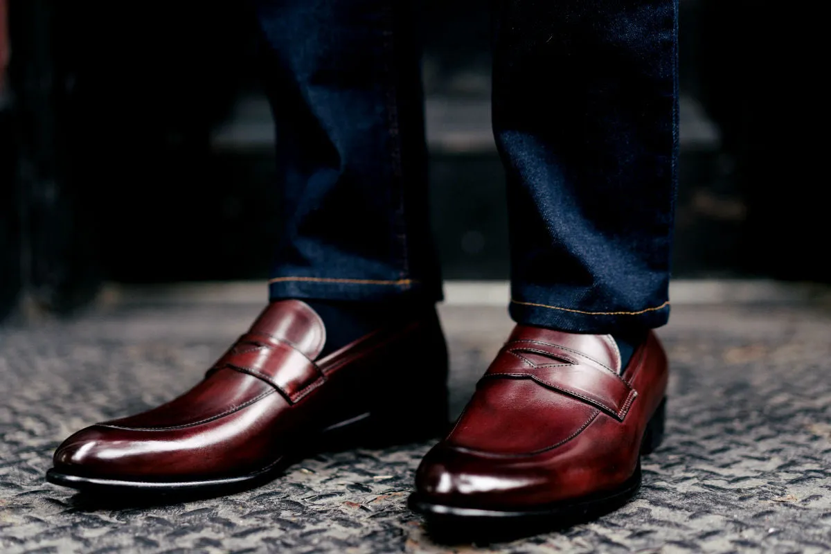 Stewart Premium Oxblood Penny Loafer Shoes