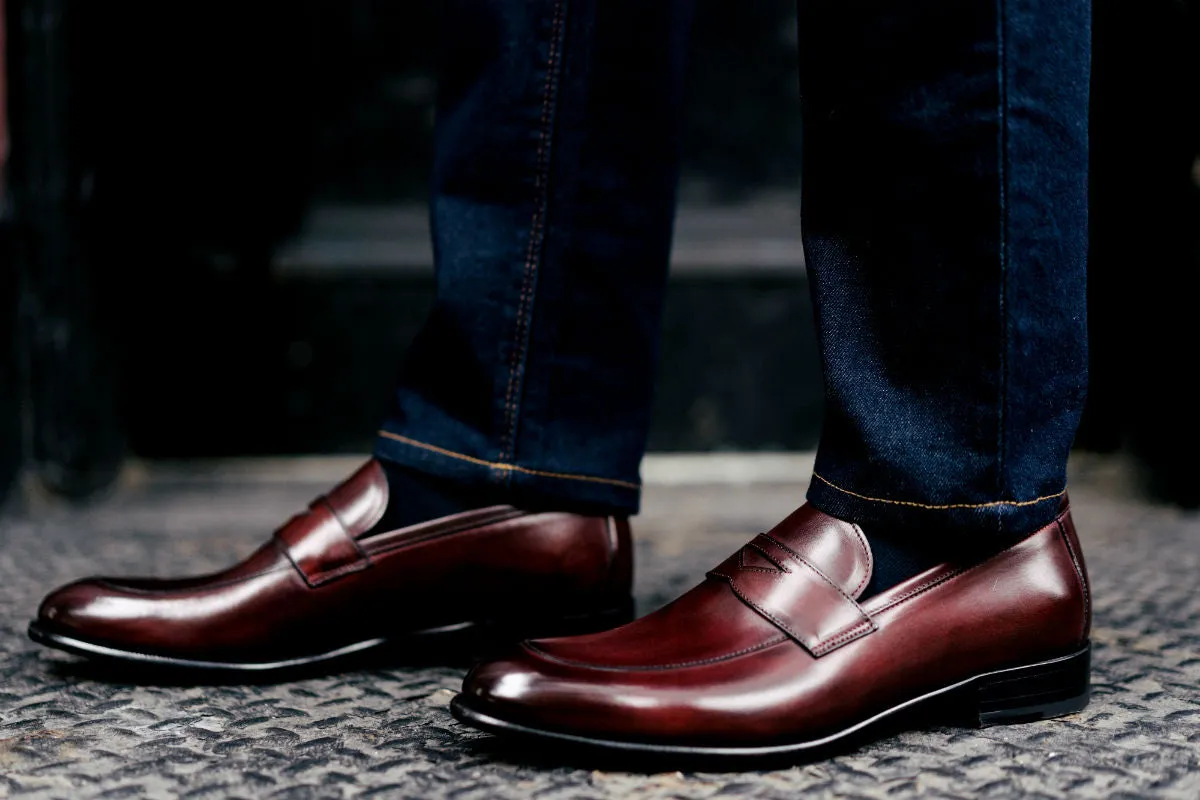Stewart Premium Oxblood Penny Loafer Shoes