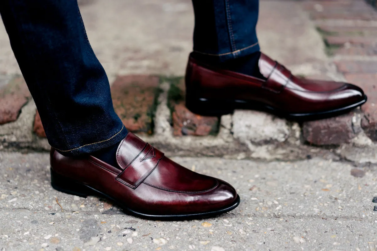 Stewart Premium Oxblood Penny Loafer Shoes