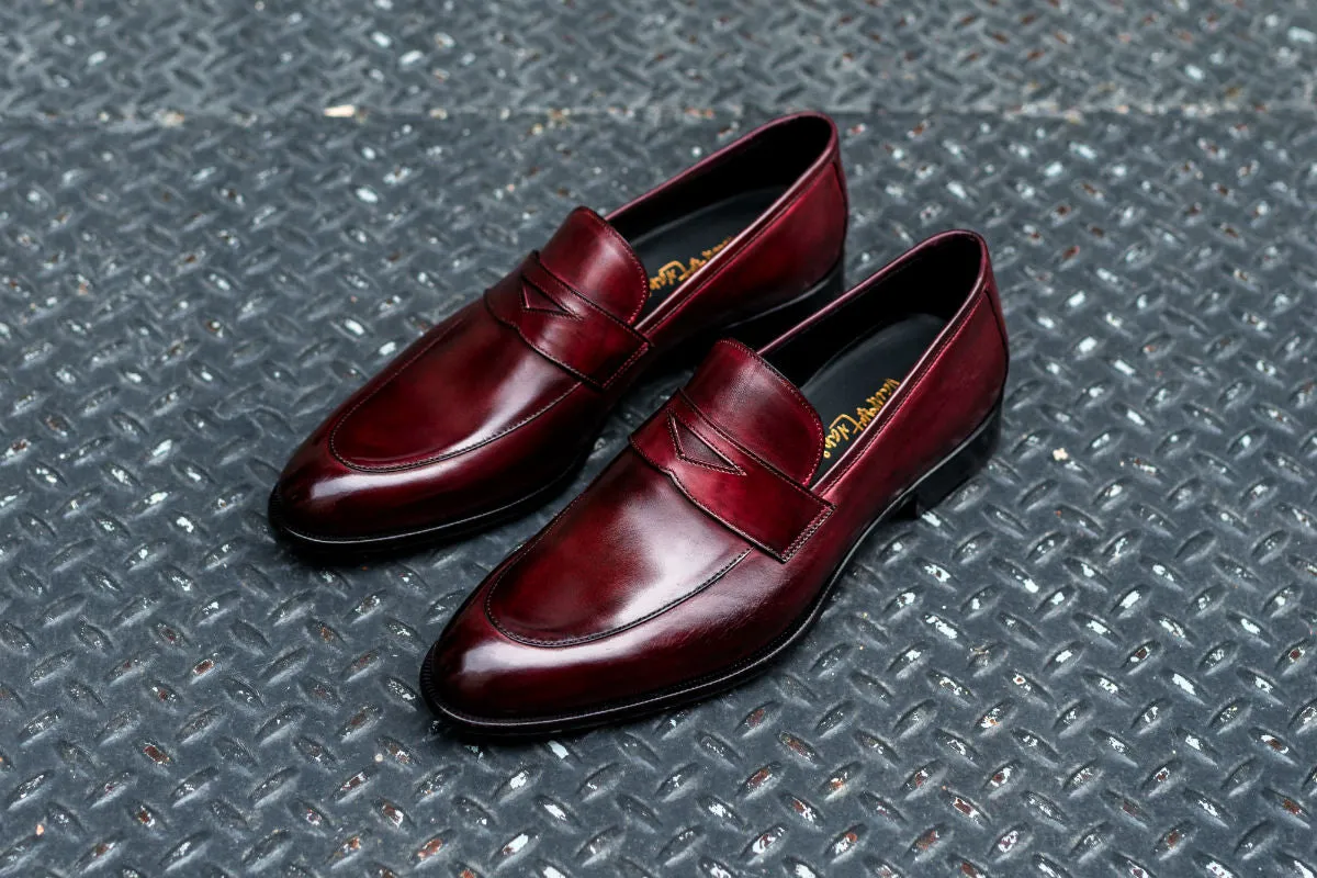 Stewart Premium Oxblood Penny Loafer Shoes