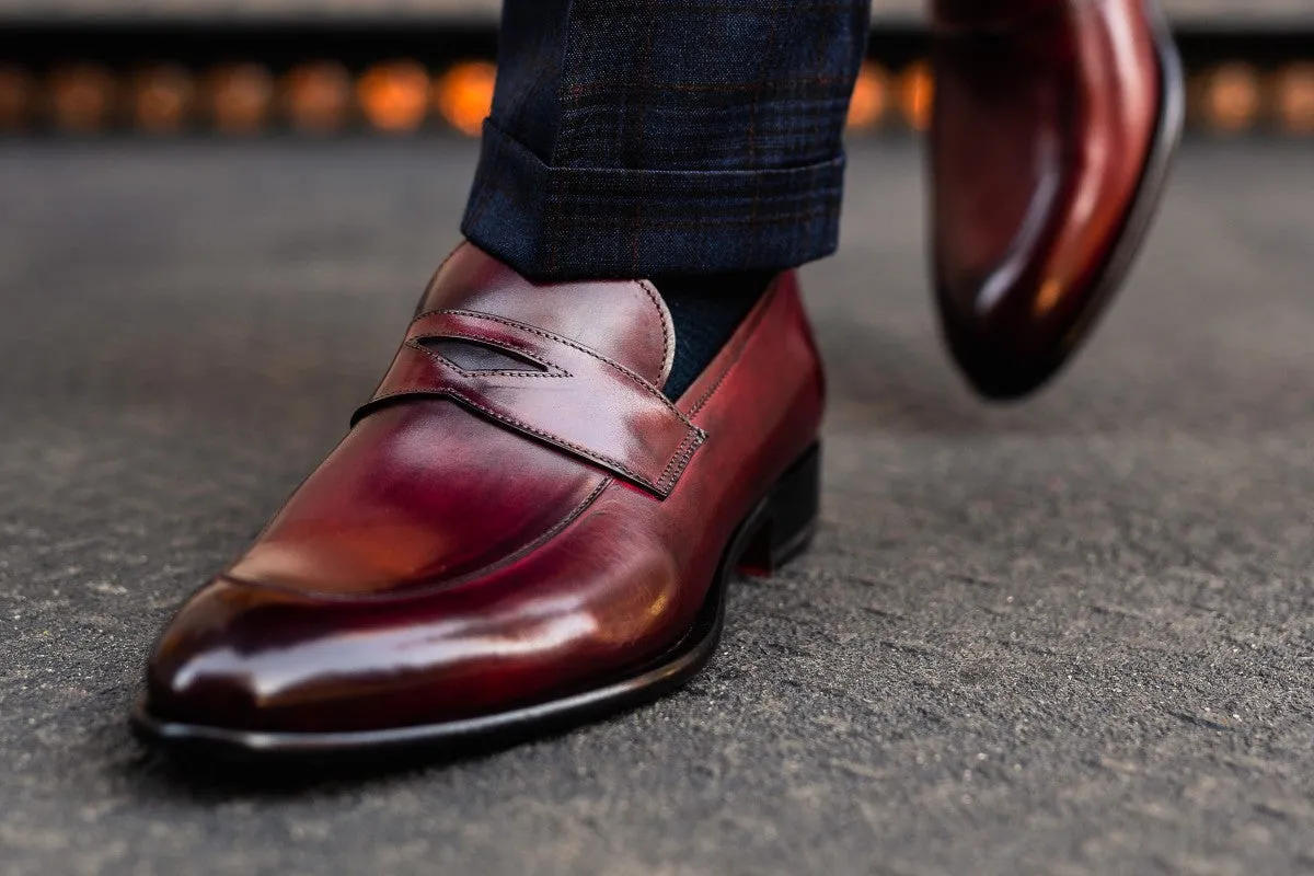 Stewart Premium Oxblood Penny Loafer Shoes