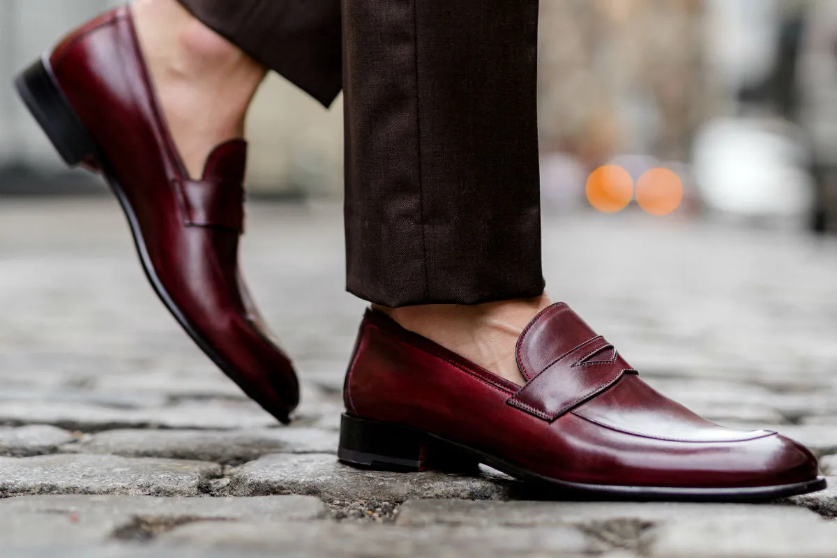 Stewart Premium Oxblood Penny Loafer Shoes