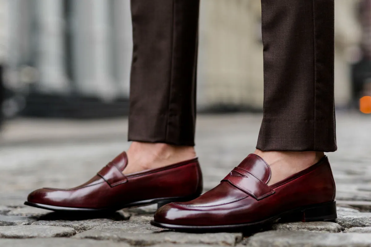 Stewart Premium Oxblood Penny Loafer Shoes