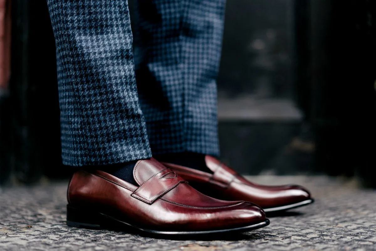 Stewart Premium Oxblood Penny Loafer Shoes