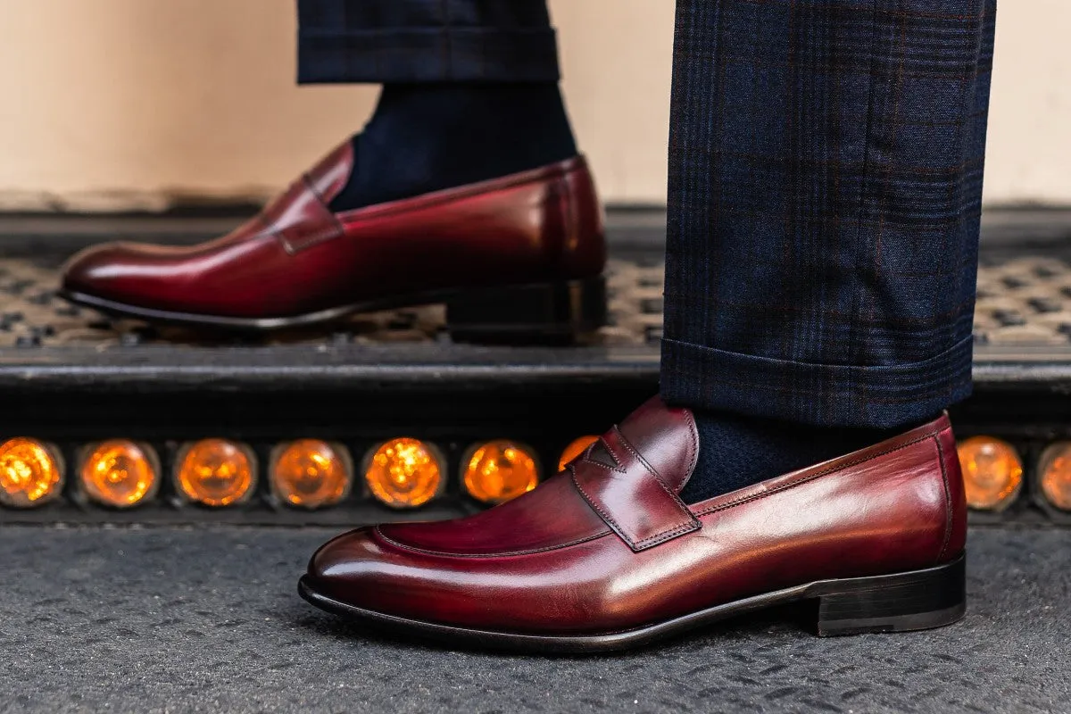 Stewart Premium Oxblood Penny Loafer Shoes