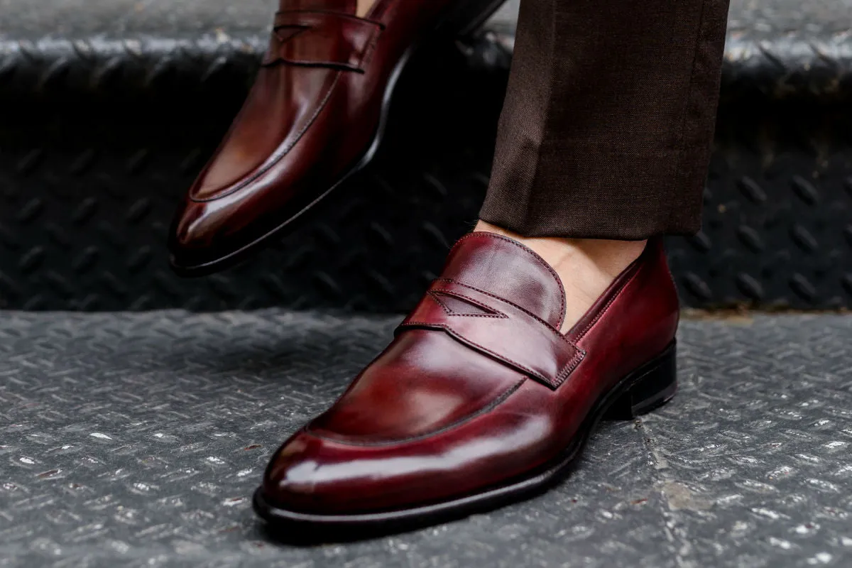 Stewart Premium Oxblood Penny Loafer Shoes