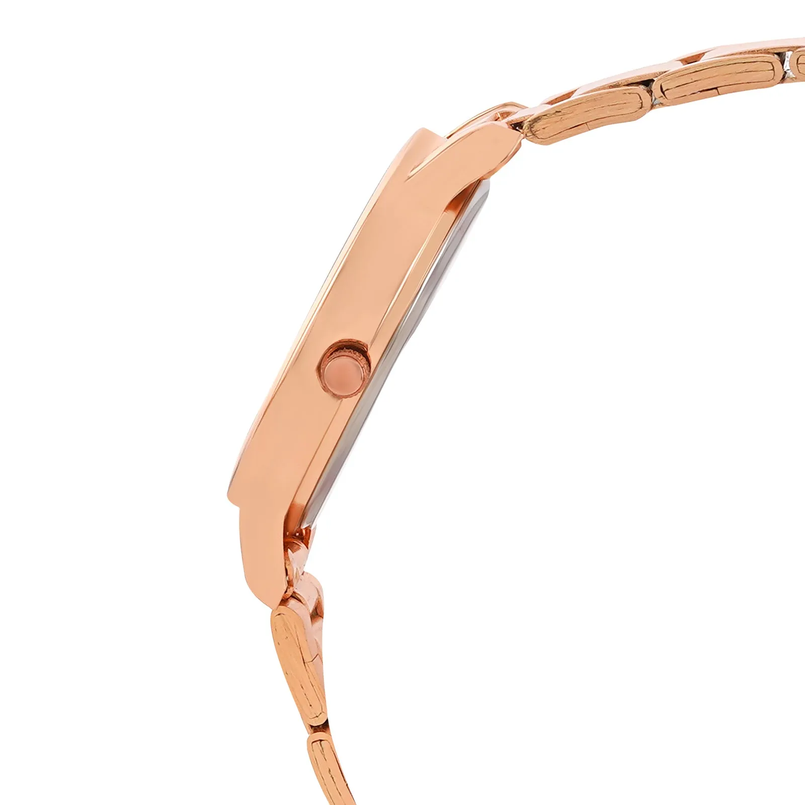 Tokyo Black Dial Rosegold Metallic Strap Watch