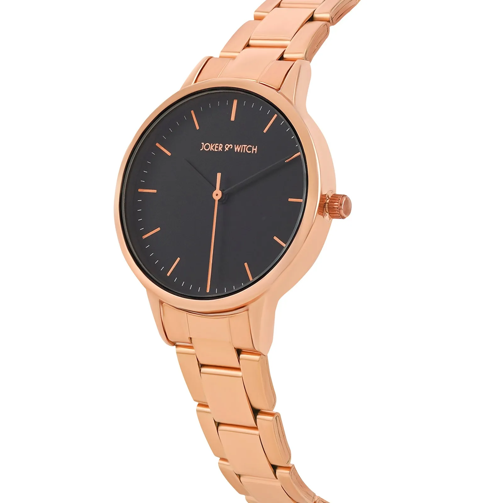 Tokyo Black Dial Rosegold Metallic Strap Watch