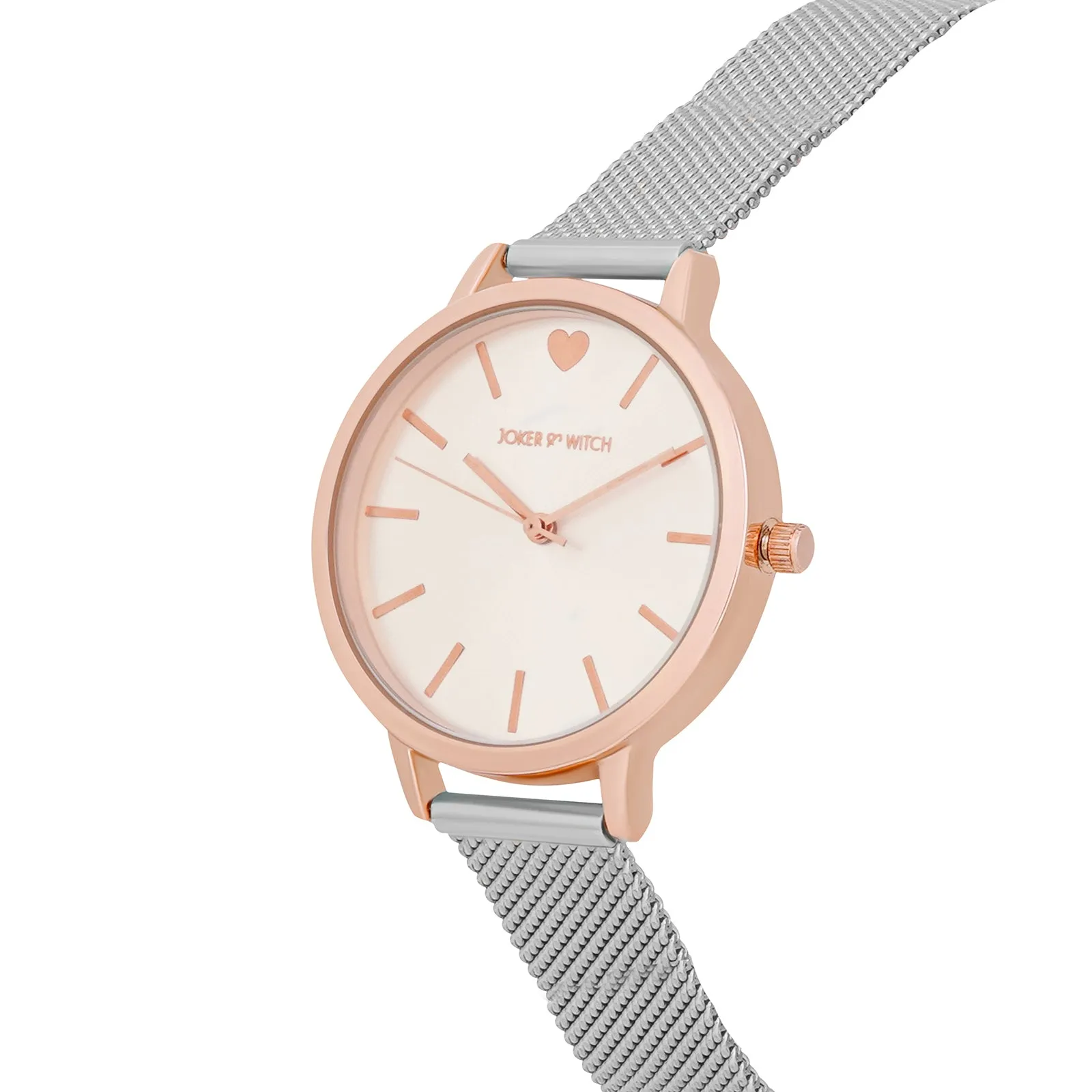 Twelve O'Heart Silver Mesh Strap Watch